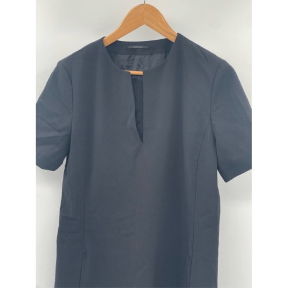 Elie Tahari Shift Dress Women Medium Knee Length Black‎ Short Sleeve V Neck Wool - Picture 3 of 11